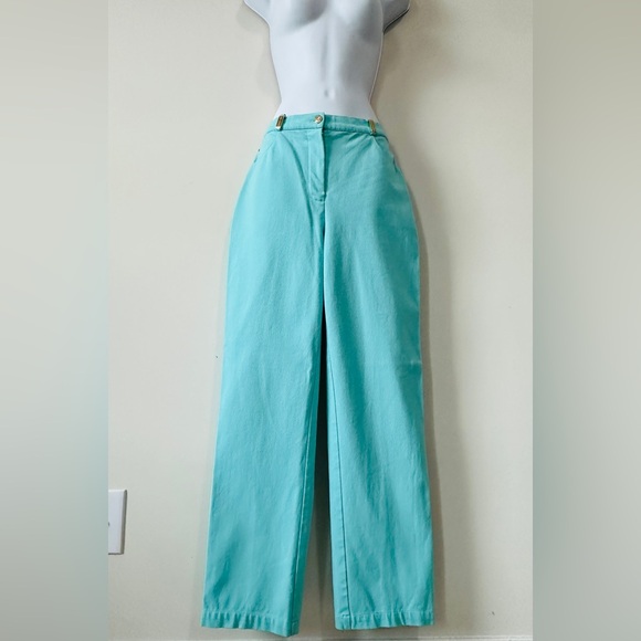 St. John Denim - St John Turquoise 5 Pocket High Waist Straight Leg Jeans Size 6